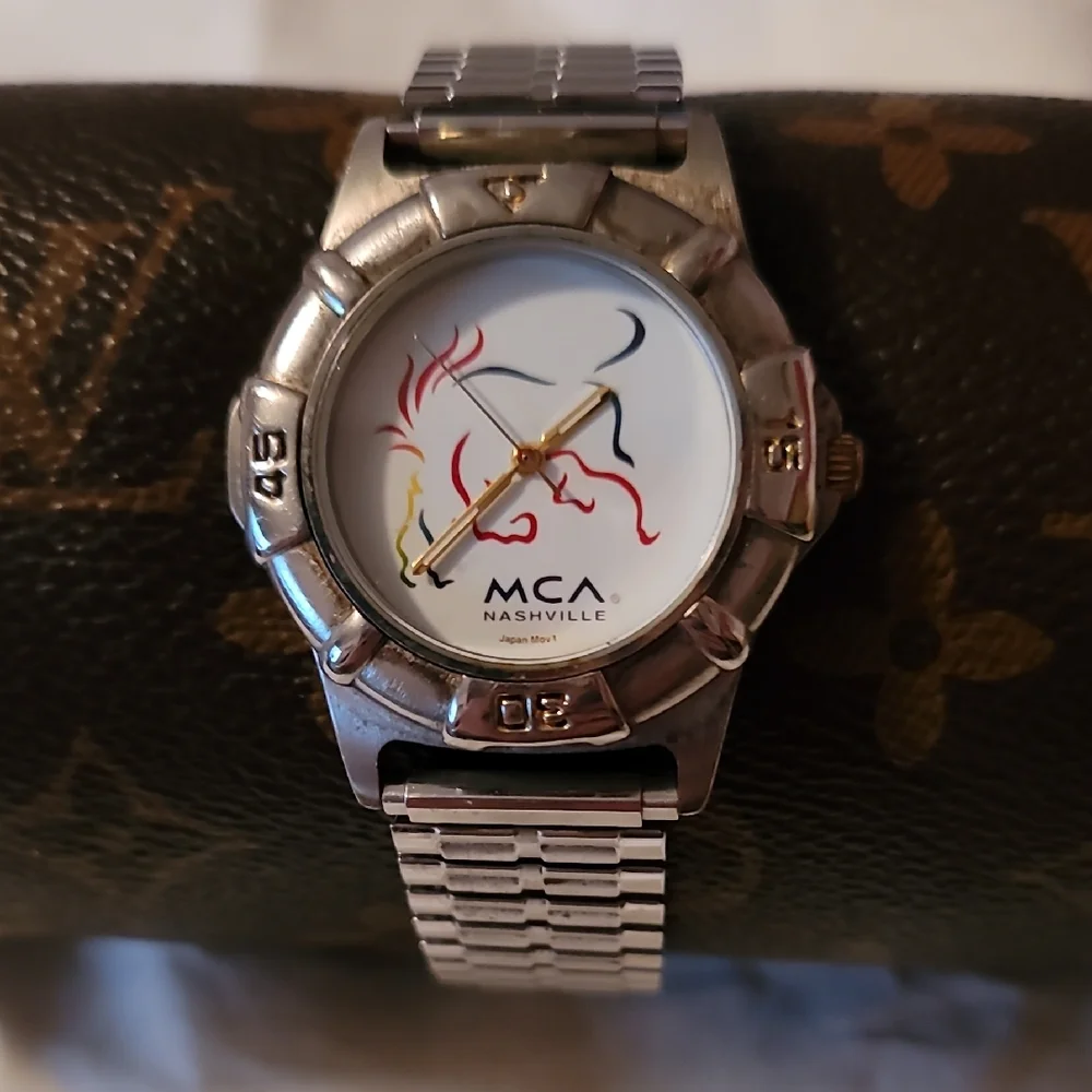 MCA Nashville Music Studio Label Logo Promotional Watch Silver Expandable Band